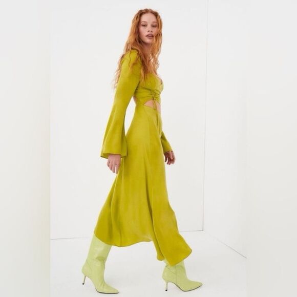 NWT For Love & Lemons Women's Allie Midi Dress in Green Size X-Small - Picture 7 of 8